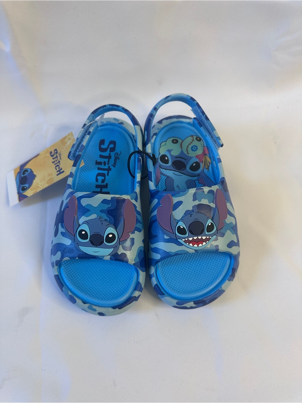 Disney Blue Camo Stitch Kids Sandals - Size 9-10